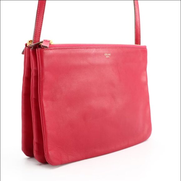 CELINE | Red Trio Lambskin Leather Crossbody Bag - Picture 1 of 8